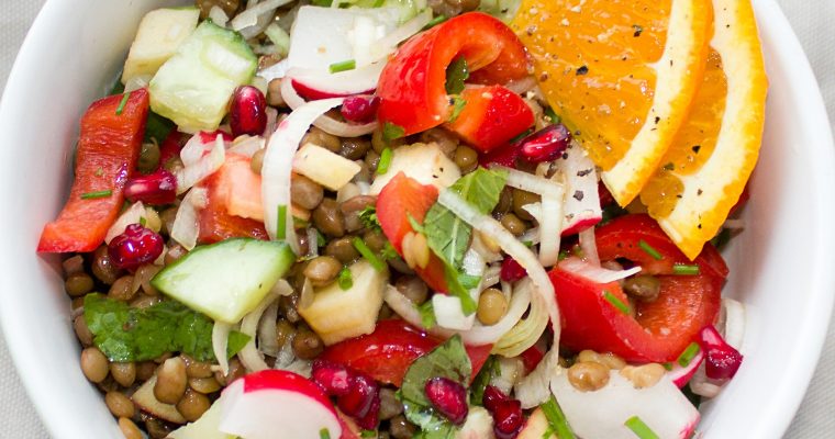 Linsensalat mit Mango und Paprika