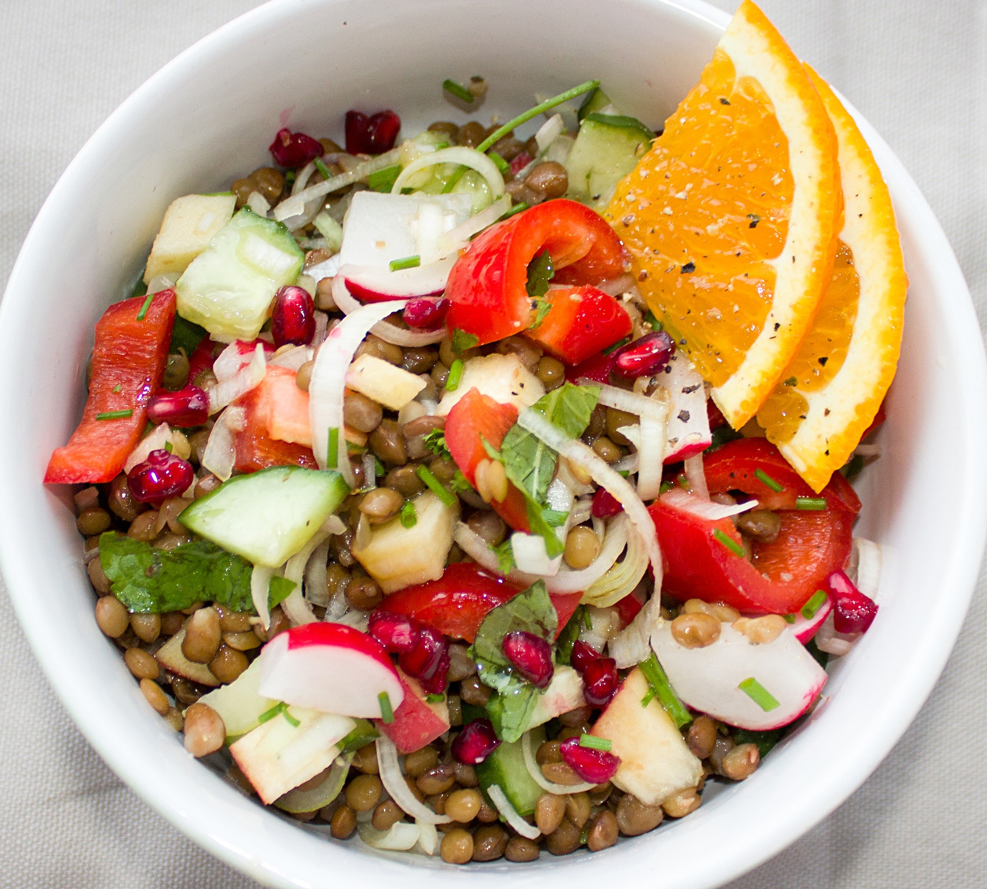 Linsensalat mit Mango und Paprika